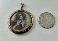 Edwardian Rolled Gold Double Sided Momento Mori Mourning Photo Locket 2 Photos