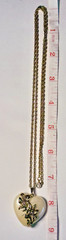 Romantic Vintage Heart Pearl Pendant Long Goldtone Rope Chain Necklace 28 Inch