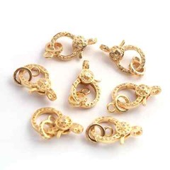 1 PC Pave Diamond Lobsters Over Yellow Gold – Double Sided Diamond Clasp 21mx13m