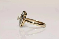 Vintage Art Deco 2 Ct Lab Created Diamond Filigree Engagement 14K Gold Over Ring