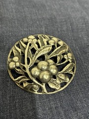 VTG Sterling Silver .925 Round Berry Brooch Cast c. 1950s Estate Jewelry 2.25 in