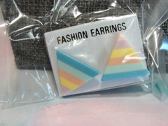 Vintage 1970 Earrings Triangle Pastel Rainbow Purple Pink Blue Retro BNIP NOS
