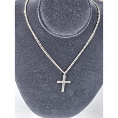 Vintage Silver Tone Cross Necklace with Chain Christian Jewelry