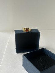 Vintage Red Cubic Zirconia Ring Gold Plated Womens Size 7.5