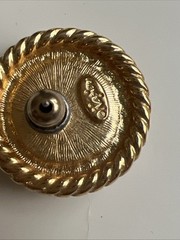 Vtg Napier Textured Rope Twist Blue Cabochon Earrings Gold Plated Pierced