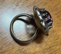 ESTATE VINTAGE TAXCO MEXICO PURPLE PINK SAPPHIRE STERLING SILVER RING Sz. 6.25