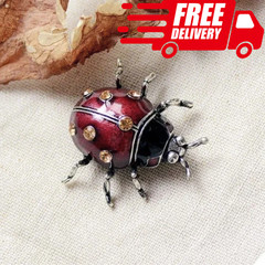 Enamel Rhinestone Ladybug Brooch Pin Vintage Style Insect Jewelry Gift NEW US