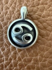 A Horoscope Cancer Medallion Pendant In sterling silver New 0.5”Diameter 3g