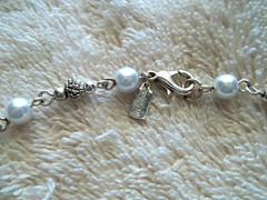 Signed REVLON Necklace, Silver Tone Metal, Faux Pearls, Textured Beads