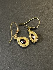 Vintage Red Tourmaline 14kt Earrings With French Wires And Hook 2.0 Grams Total