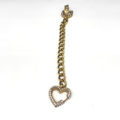 Vintage Juicy Couture Bracelet Gold Tone Link Rhinestone Heart Size 7 READ