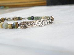 Vintage 999 Fine Sterling Silver Artisan Signed KVK Rustic Bracelet 8″