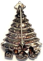 VTG Jezlaine 925 Sterling Silver Enamel Christmas Tree 1.5″ x 1″ Brooch/Pin