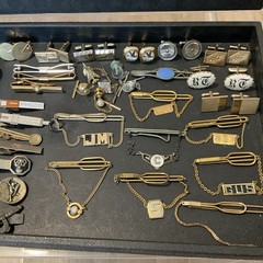 VTG 101 PC MEN’S JEWELRY LOT CUFFLINKS TIE BARS CHAINS TACS & SETS 14 SWANK! +++