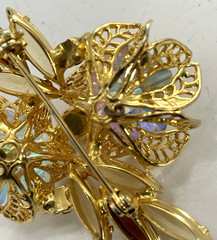 Juliana Delizza Elster Gold Tone Topaz Margarita Navette Brooch Earring Set