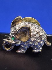 Beautiful Elephant Lapel/ Pin Gold Tone With Stones. I welcome offers