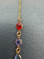 Glasses Holder Or Necklace 24 In Gold Chain Multi Color Rhinestone Faceted Bezel