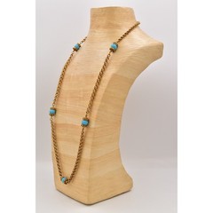 Accessocraft NYC Vintage Station Chain Necklace Turquoise Beaded Signed BinBE
