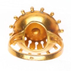 sz7.5 Antique 19k gold seed pearl ship’s wheel form nautical statement ring