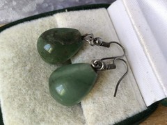 RARE Elegant Nephritis stone Vintage Jewelry Earrings