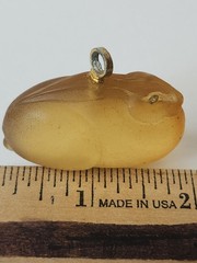 Vintage Applesauce Celluloid Lucite Bunny Rabbit Pendant Rhinestone Eyes