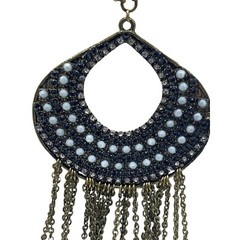 Vintage Antique Gold Tone Medallion Beaded Necklace Boho Necklace