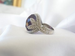Vintage Sterling Silver 925 Natural Amethyst Claw Unique Ring Size 7.5