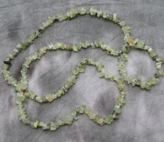 Prehnite Gemstone Necklace Green Chip Beads 34 inch Nuggets Strand JTV 610c