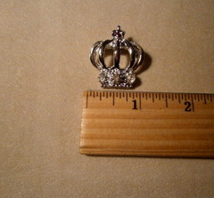 Vtg Crown Scatter Pins Clear Crystals & Blue Pink Rhinestones Lot of 2 Different