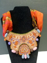 Tatiana Vorotnikova Kygyz Felt Silk Embroidered Ethnic Necklace Artisan Vintage