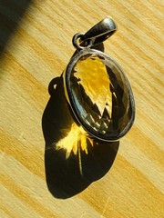 Vintage SMOKY QUARTZ PENDANT 925 Silver Faceted Gorgeous Color 7/8 x 5/8″ FAT