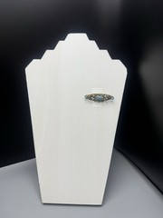 Czech Vintage Turquoise Blue Glass Cabochon Brass Filigree Brooch Pin 2.25”