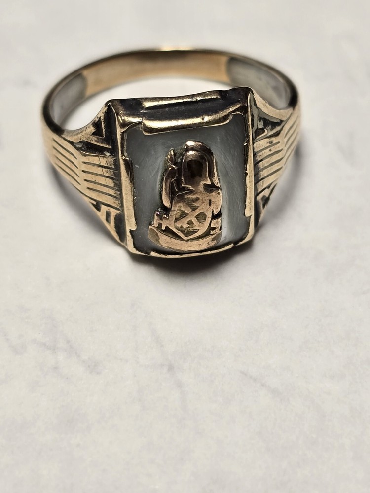 Vintage 19k Gold Sterling Jostens Ring With Gem