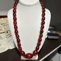 Vintage 110g Stunning Red Bakelite Necklace Cherry Juice Beads Tested Magnetic