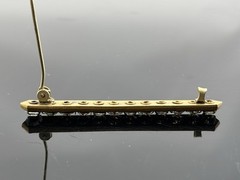 Antique Rhinestone Bar Brooch Gold Tone White Stones 2 5/16″ LONG PIN Prong Set