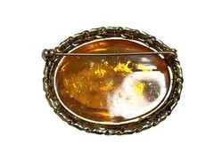 Genuine Amber Brooch Gold Tone Vintage 4.5cm Elegant Statement Pin (00240430)