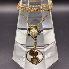 Vintage 12k Gold Filled Watch Chain FOB, ChatelaineSlide,Swivel Dog Clip, ~READ~