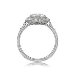 Art Deco Lab-Created Diamond Octagonal Shape Halo Engagement Ring In 925 Silver