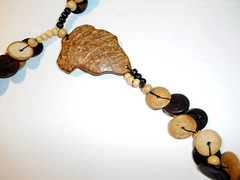 Chunky Handmade Vintage Stacked Y-Drop Coconut Bead Statement Necklace 26″ long