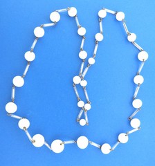 Vintage Milk Glass Crystal Graduated Bead Necklace Strand 36 in