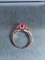 Old Vintage Soviet Union Silver 875 Ring USSR Red Stone Ruby Size US 6 (16.5 mm)