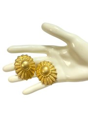 Vintage HERMÈS Soleil Sunburst Gold Plated Earrings. Bijouterie Fantaisie
