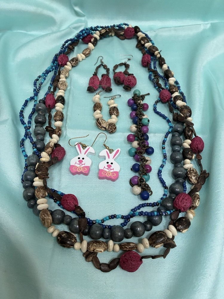 Lot Vintage Various Colors Beaded Seeds Earrings Necklaces #009