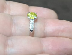 1.18ct Platinum Vintage Engagement Ring Natural Round Fancy Vivid Yellow Diamond