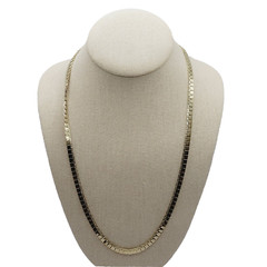 Heavy Double Layer Flat Square Link Chain Gold Tone Necklace Vintage Korea 1970s