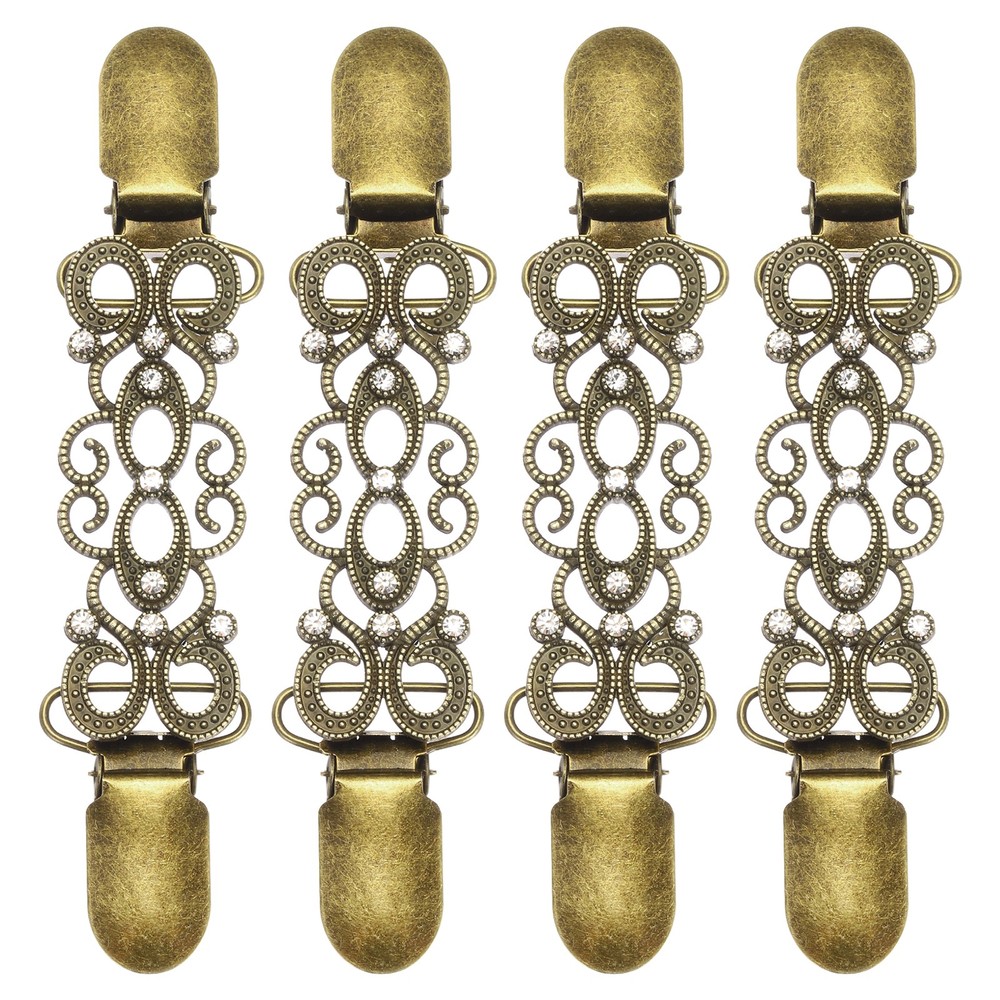 4PCS Hat Clips for Travel, Alloy Retro Cardigan Clip, Bronze