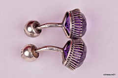 RARE Antique Sterling Silver Amethyst Cufflinks Cuff Links Approx 5ct Each