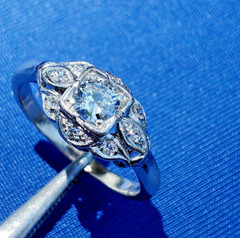 Original EARTH MINED DIAMOND Deco Engagement Ring VINTAGE PLATINUM Solitaire 8