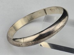 Vintage 10mm Tarnished Sterling Silver Hinged Bangle Bracelet 7″