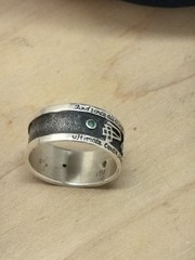 VTG EMERLD STONES TABLET MERCURY CUSTOM RING STERLING SILVER Not Many Made